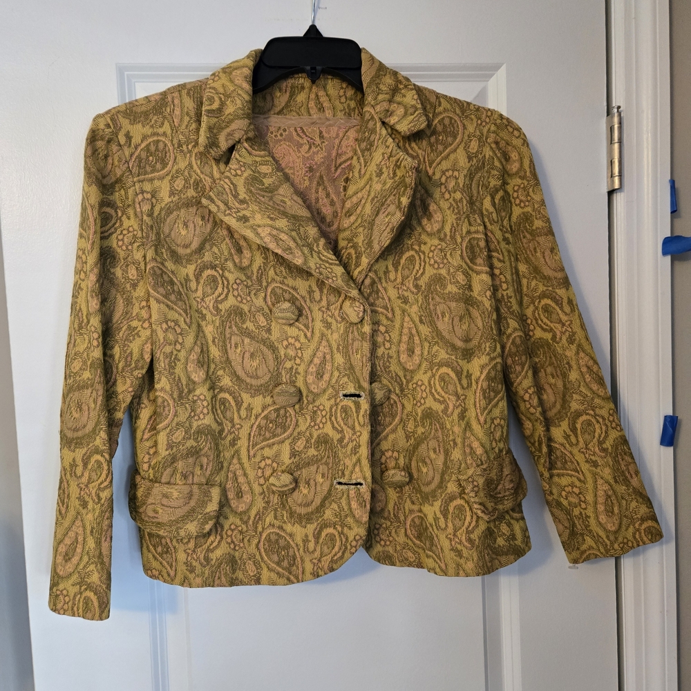 Source Unknown Paisley Blazer in Gold and Brown